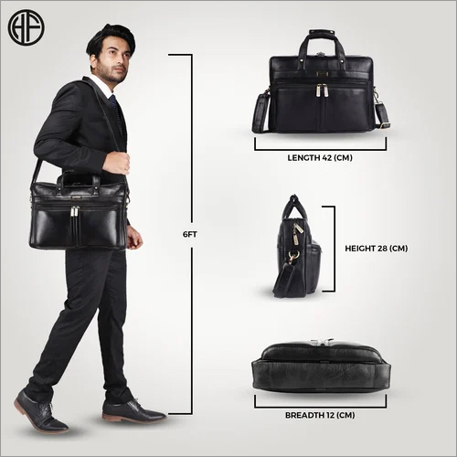 Hammonds Flycatcher - Leather 42x12x28 Cm Messenger Bag | Unisex, Solid Black, 1-year Warranty