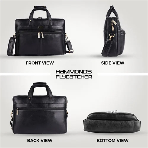 Hammonds Flycatcher - Leather 42x12x28 Cm Messenger Bag | Unisex, Solid Black, 1-year Warranty