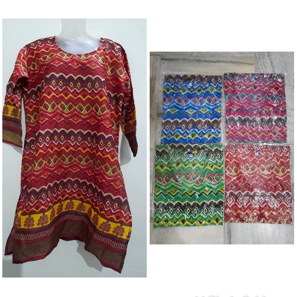 Set Wise Colours Stock - Cotton Blend, Size M To Xxl, Printed Patterns, Short Sleeve | Casual Wear For Ladies, Mix Available, Washable