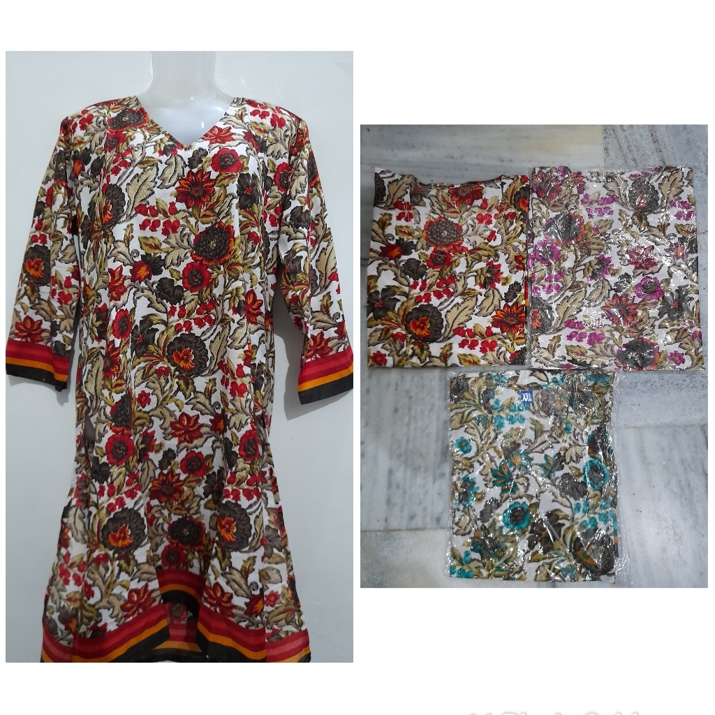 Set Wise Colours Stock - Cotton Blend, Size M To Xxl, Printed Patterns, Short Sleeve | Casual Wear For Ladies, Mix Available, Washable