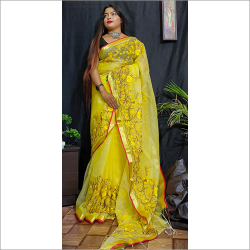 फेस्टिव येलो कॉटन साड़ी