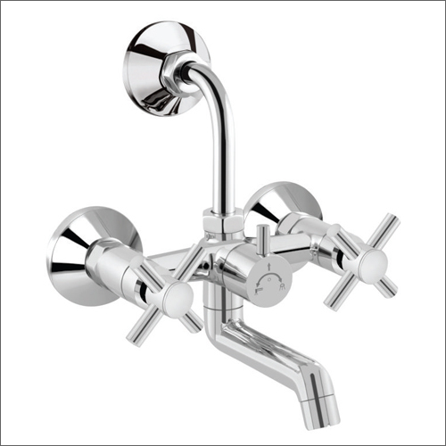 2 In 1 Wall Mixer With L-Bend - Brass Material, Various Sizes Available, Silver Finish | Durable Design, Versatile Functionality
