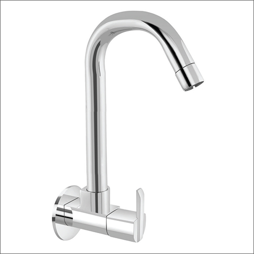 Sink Cock Double Bend Spout - Brass Construction, Different Sizes Available, Glossy Silver Finish | Durable Design for Modern Kitchens