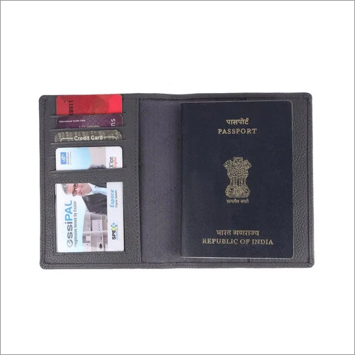 Ph602grey Leather Passport Holder - Leather Material, Solid Pattern, Grey Color | Ideal For Safeguarding Your Passport