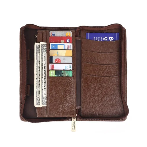Ph601-mh Leather Passport Holder - Leather, Compact Design, Brown Color | Rfid Blocking Technology, Zipper Closure, Lightweight, Ample Storage