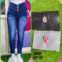 ब्लैक लेडीज़ ब्लू हाई कमर जींस