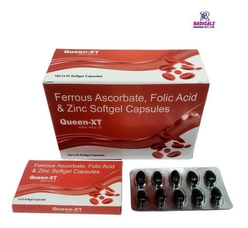 Ferrous Ascorbate Folic Acid Zinc Softgel Capsules - 10x1x10, Immune Support for Women's Health & Blood Wellness