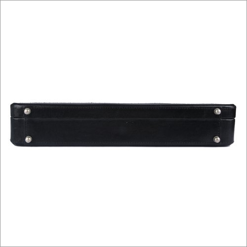 Leather Briefcase - Stylish Plain Design, Durable Black Leather For Effortless Traveling