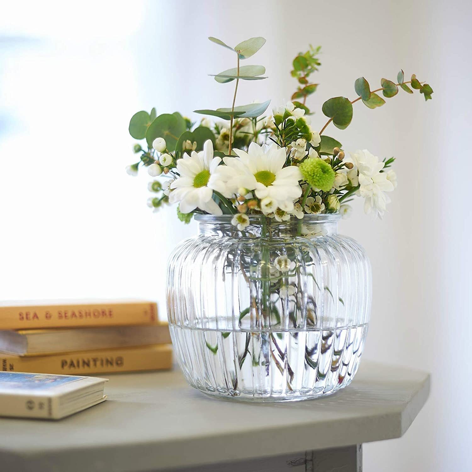 Decorative Glass Flowers Vase For Flowers Home Decor Living Room Bedroom - Toughened Glass, Small Size, Clear Color | Jar Shaped Pattern, Ideal For Home Decoration