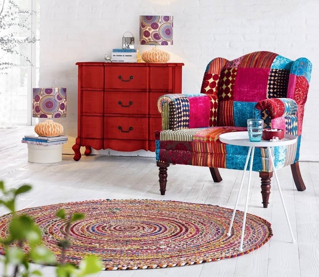 Hand Made Chindi Rugs - Eco-friendly Cotton, Customizable Sizes & Shapes, Multi-color, Braided Weave Design For Home Use