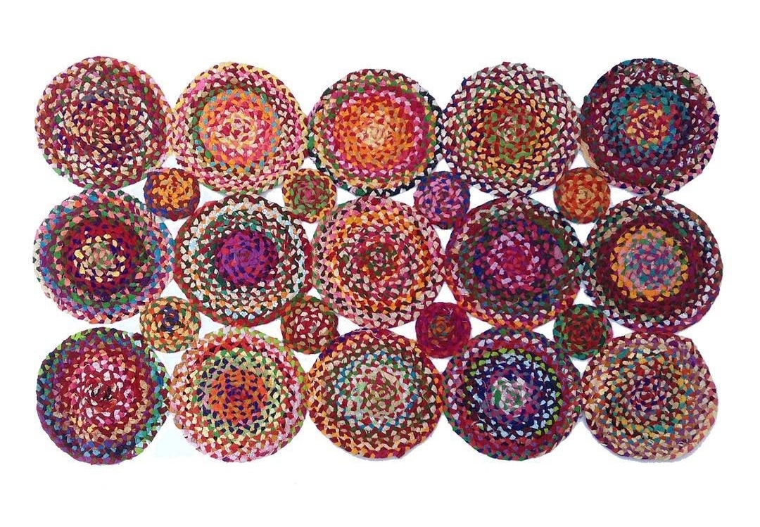 Multicolor Chindi And Natural Jute Rug Design: Modern