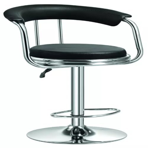 Stool Chair - Semi-aniline Leather, 1155.7 X 419.1 Mm , Black Color, Adjustable Height , Diy Assembly, Contemporary Design