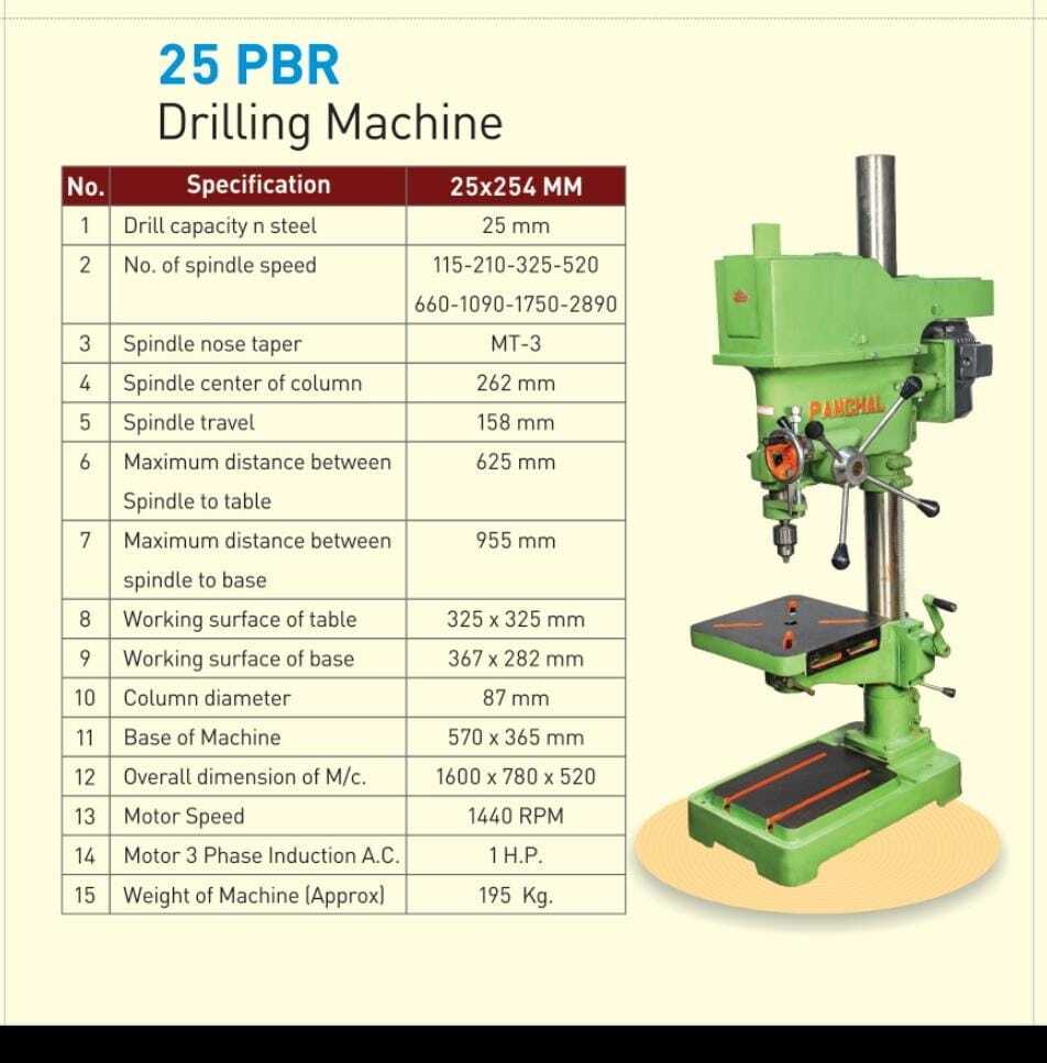 Semi-automatic 25x254 Mm Drill Machine