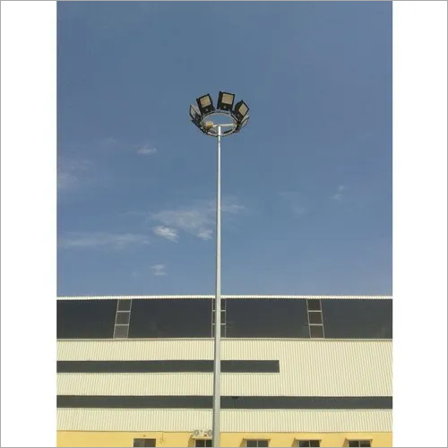 Mild Steel Street Light Octagonal Pole - 14 Meter Height, Cool White LED Lighting | Grey Color, Low Energy Consumption, IP54 Rated