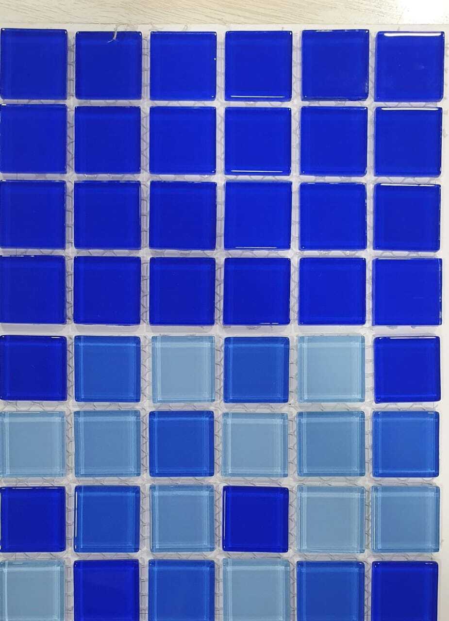 Swimming Pool Tiles - Ceramic, 2x2 Feet , Blue Square Shape For Wall And Floor Mounting, Easy To Clean With Plastic Bristle Brush