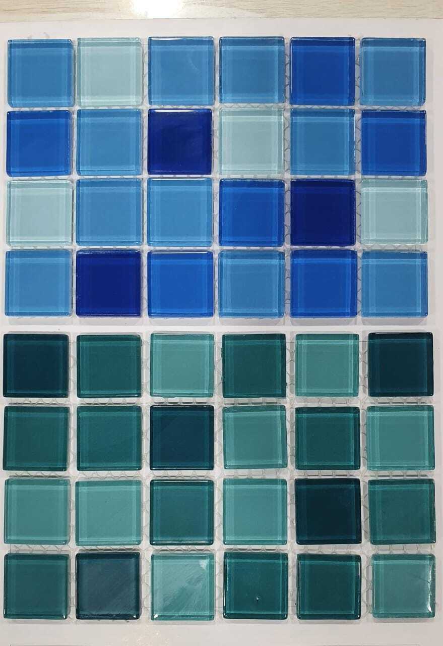 Swimming Pool Tiles - Ceramic, 2x2 Feet , Blue Square Shape For Wall And Floor Mounting, Easy To Clean With Plastic Bristle Brush