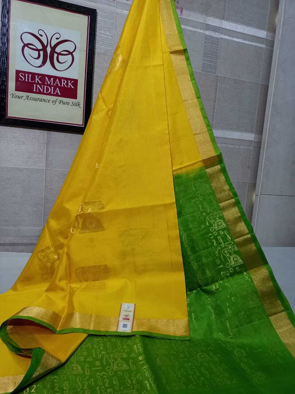 Yellow Bridal Beautiful Kanjivaram Silk Saree