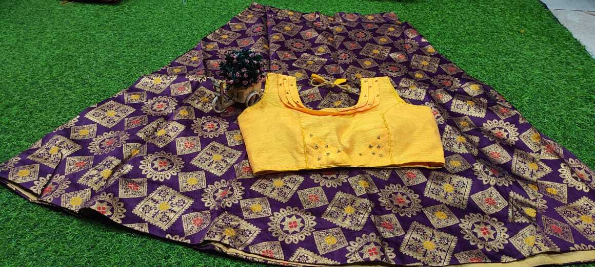 Lehenga - Taffeta Silk With Heavy Quality Blouse, Adult Regular Size, Breathable And Washable, Random Designs Available