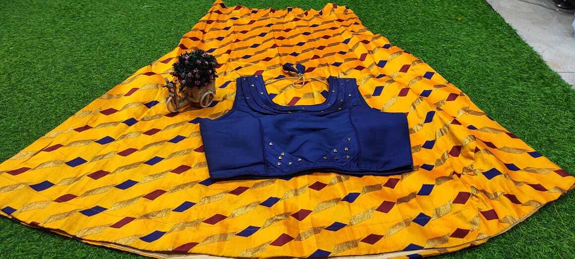 Lehenga - Taffeta Silk With Heavy Quality Blouse, Adult Regular Size, Breathable And Washable, Random Designs Available