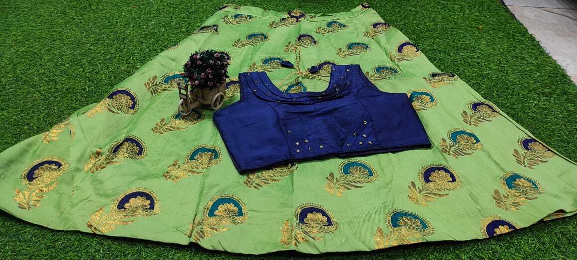 Lehenga - Taffeta Silk With Heavy Quality Blouse, Adult Regular Size, Breathable And Washable, Random Designs Available