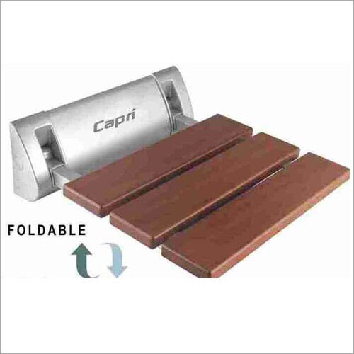Brown And Silver Folding Shower Seat