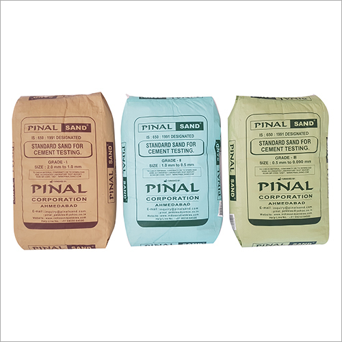 STANDARD SAND - Whitish Color, Specific Gravity 2.65, Water Absorption 0.30%, SiO2 Content 99.42%, Cement Testing Material as per IS: 650-1991