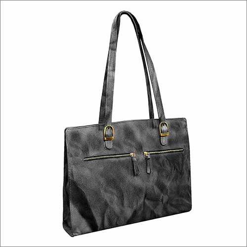 Grey Genuine Leather Women Laptop Messenger Bag