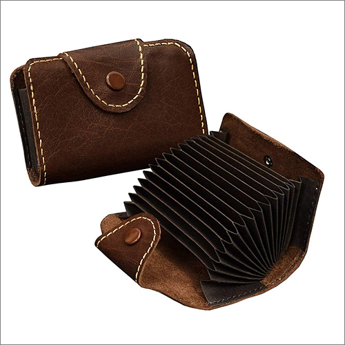 Coffee Brown Genuine Leather Card Holder For Unisex