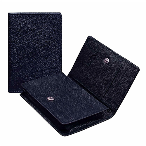 Genuine Leather Blue Card Holder For Unisex