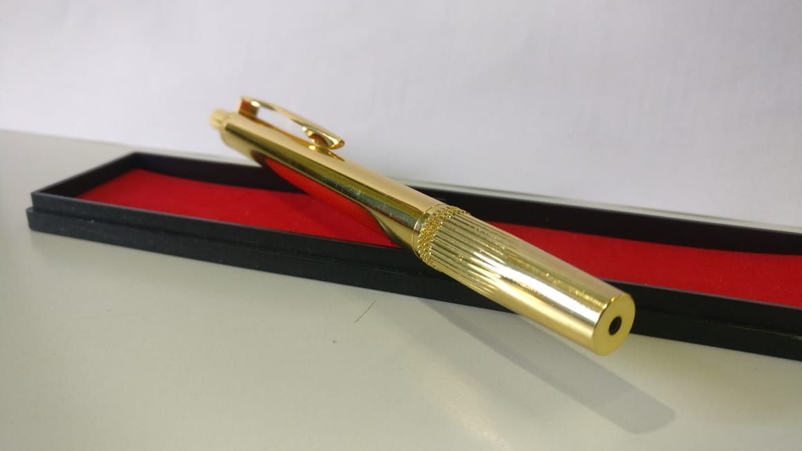 Hijama Pen - Other Material, 10x10x10 Cm, Golden Color | Triple Lancing Tool For Pain Relief, Adjustable Depth For Targeted Treatment