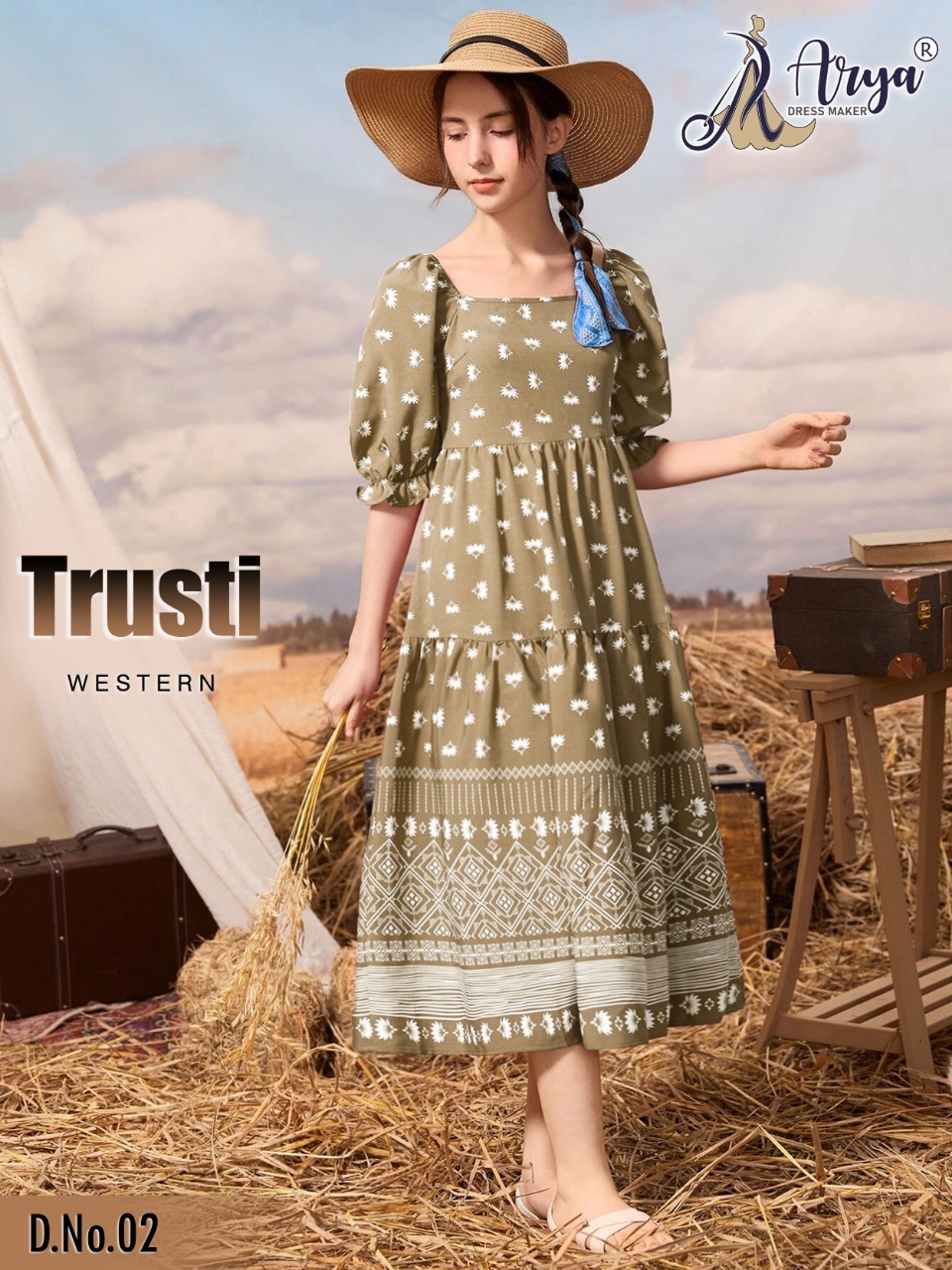 Trusti Western Children's Wear - Fabric, Imported Sizes 5 To 12, 6 Color Options | Quick Dry, Printed Pattern, Spring Collection