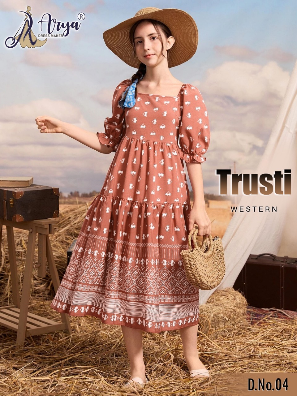Trusti Western Children's Wear - Fabric, Imported Sizes 5 To 12, 6 Color Options | Quick Dry, Printed Pattern, Spring Collection