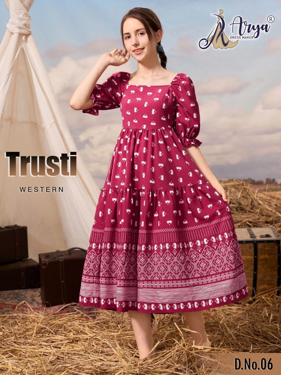 Trusti Western Children's Wear - Fabric, Imported Sizes 5 To 12, 6 Color Options | Quick Dry, Printed Pattern, Spring Collection
