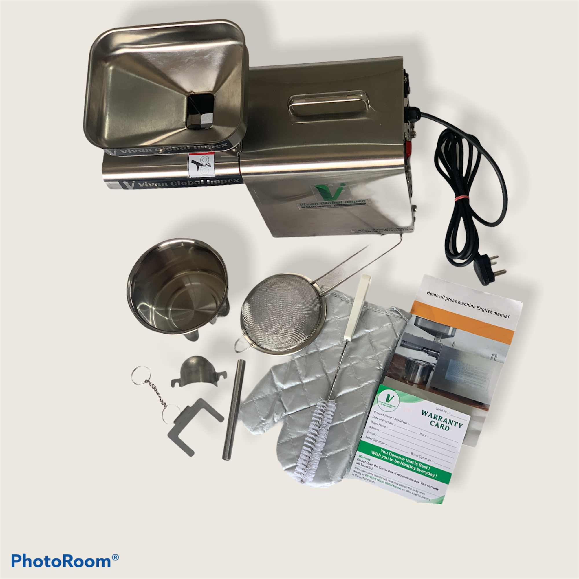 Oil Extraction Machine - 304 Food Grade Stainless Steel, 46x19x24 Cm | 4-5 Kg/hrs Capacity, 400w Power, 2.5 Years Warranty