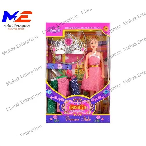 Charm Barbie Doll - Plastic Material, Multicolor Design | Durable Cartoon Play Toy for Children