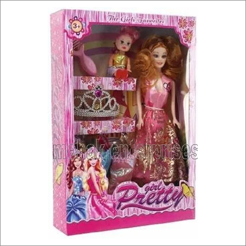 Pretty Barbie Doll Set - Plastic Material, Multicolor Design | Durable, Cartoon Style, Ideal Playing Toy for Children