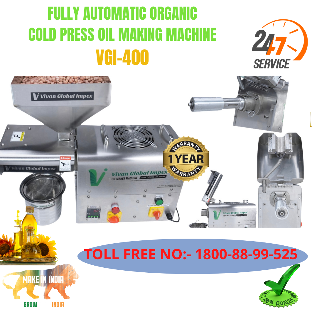 Mini Oil Mill - 304 Food Grade Ss, 71x34x51 Cm | 12-15 Kg/hr Capacity, 1500w Power, 1 Hp Motor, Single Phase, 76 Rpm, 1 Year Warranty
