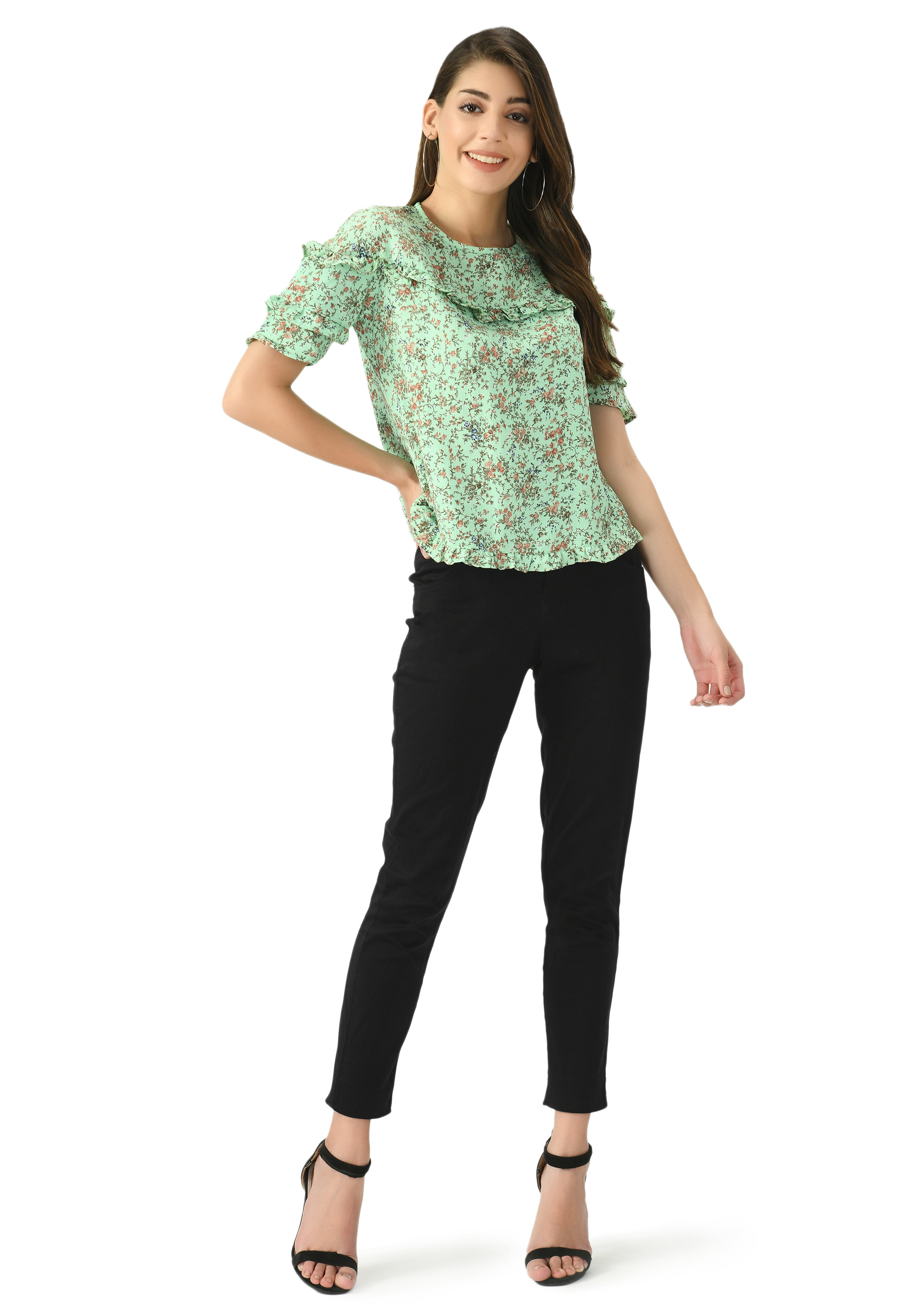 Ruffle Printed Short Top