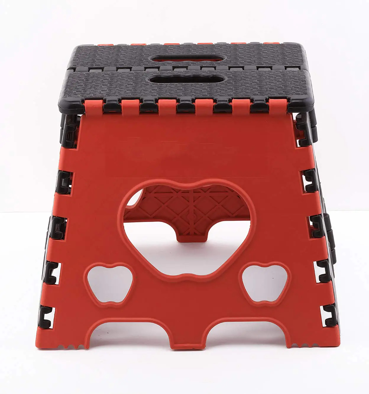 Portable 150 Kg Capacity Folding Stool - Plastic, Medium Size (12 Inch), Multicolor | Lightweight, Easy-carry Handle, Grip-dot Safety Surface