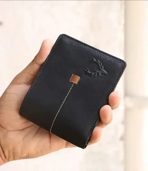 Men Wallets - Soft Top Grain Leather, Faux Leather Design, 3 Compartments, Durable Twill Fabric Lining, Casual Trendy Style For Everyday Use