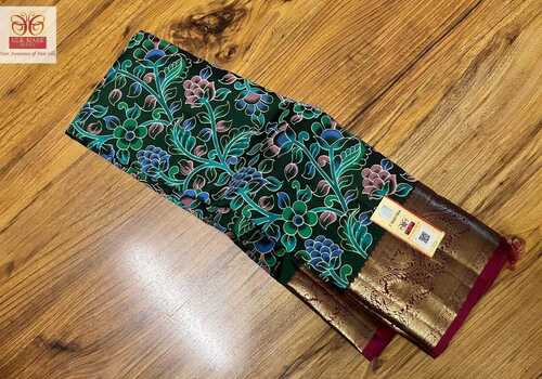 ब्लू कलमकारी सॉफ्ट सिल्क साड़ी