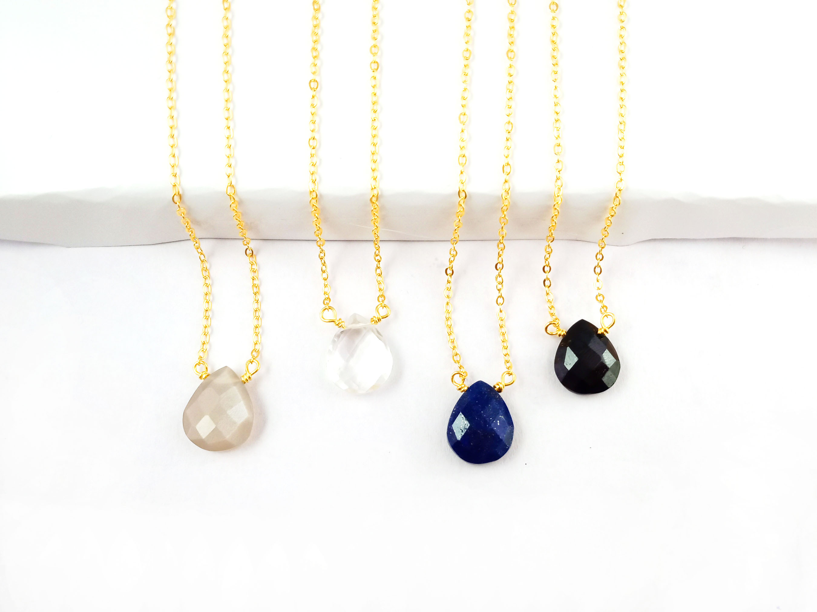 Teardrop Shape Necklace - Pear Shape Pendant-faceted Gemstones Size: 12x15mm