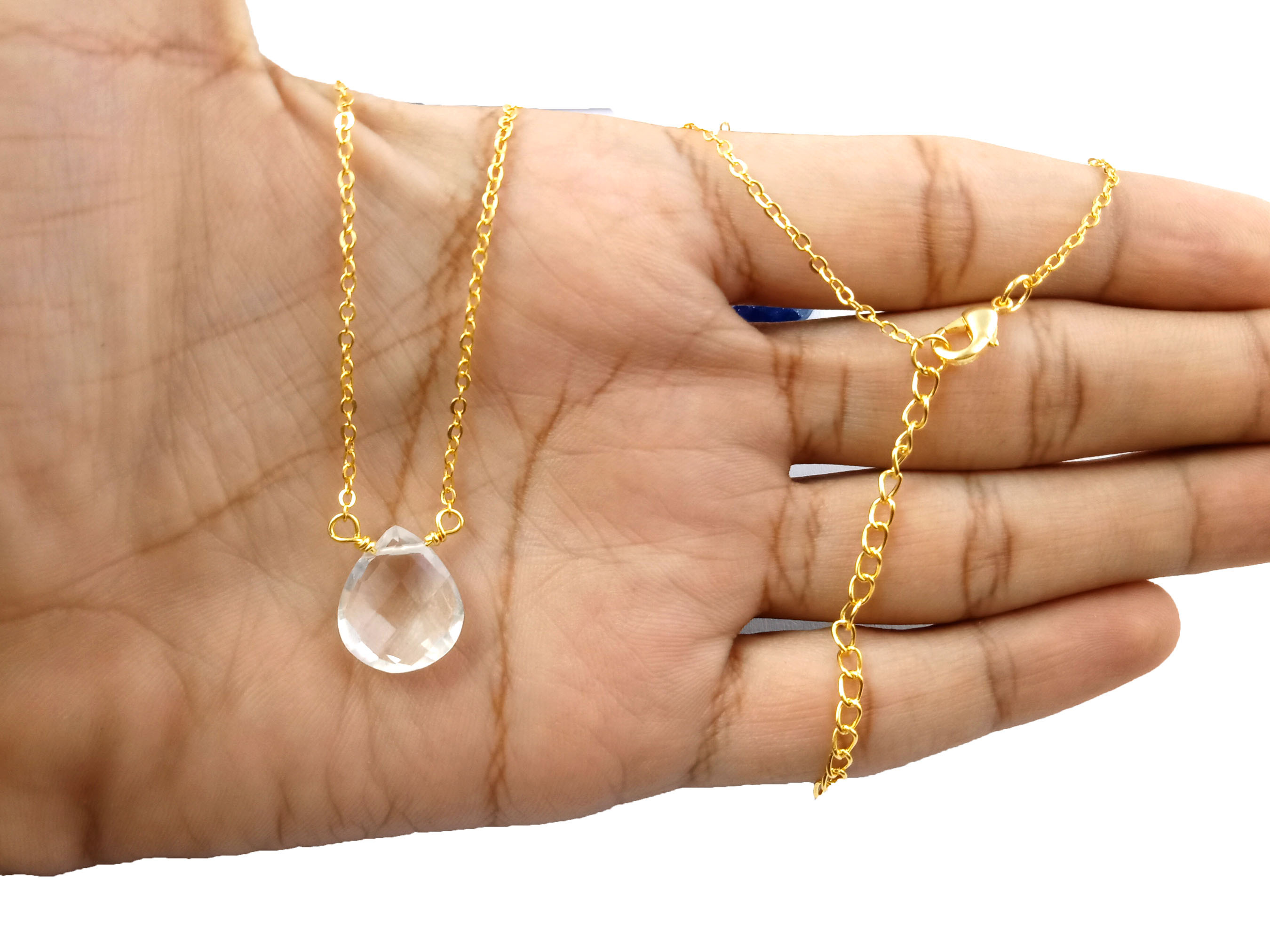 Teardrop Shape Necklace - Pear Shape Pendant-faceted Gemstones Size: 12x15mm