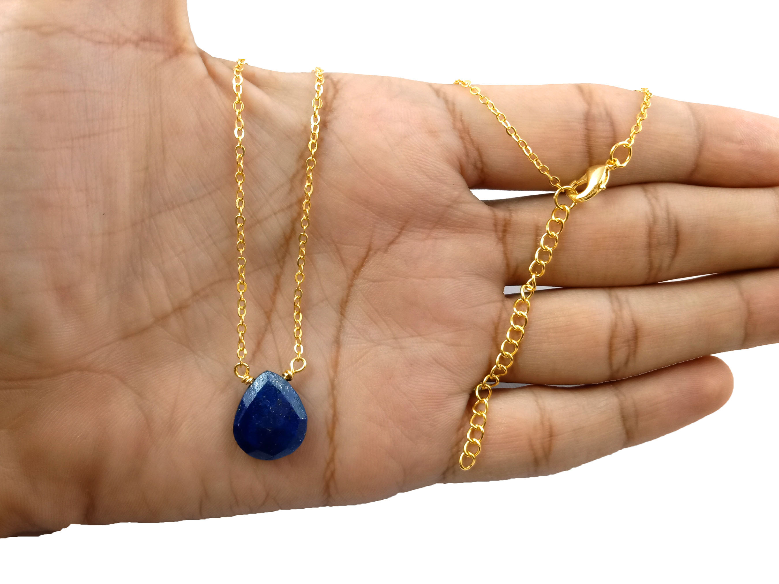 Teardrop Shape Necklace - Pear Shape Pendant-faceted Gemstones Size: 12x15mm