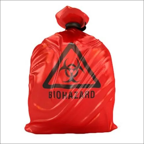 Plastic Biohazard Bag - 25x30 Inch, Red Color | Biodegradable Plastic, 10 Litres Capacity, Disposable Usage