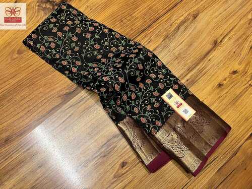 ट्रेडिशनल कलमकारी कांचीपुरम सिल्क न्यू टाइप