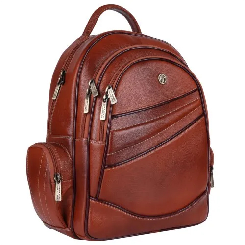 Tan Leather Laptop Backpack