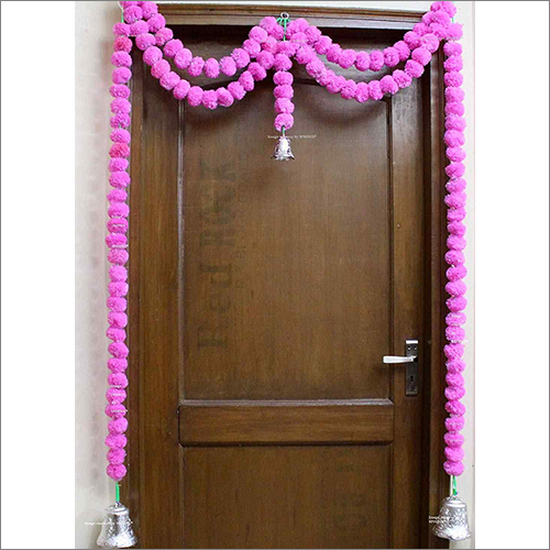 स्फिंक्स आर्टिफिशियल मैरीगोल्ड फ्लफी फ्लावर गारलैंड्स डोर तोरन सेट डोर हैंगिंग बेबी पिंक साइज़: 100X152 Cms