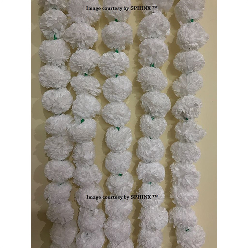 Sphinx Artificial Marigold Fluffy Flower Garlands - Plastic Material, Handmade Design, Elegant White Color | Perfect for Home, Wedding, Party & Ceremony Decoration