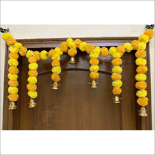 सजावट के लिए स्फिंक्स आर्टिफिशियल मैरीगोल्ड फ्लफी फ्लावर गारलैंड्स डोर टोरन सेट डोर हैंगिंग पीला और हल्का नारंगी साइज़: 100X41 Cms